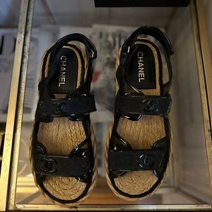 Raffia Chanel Dad Sandals